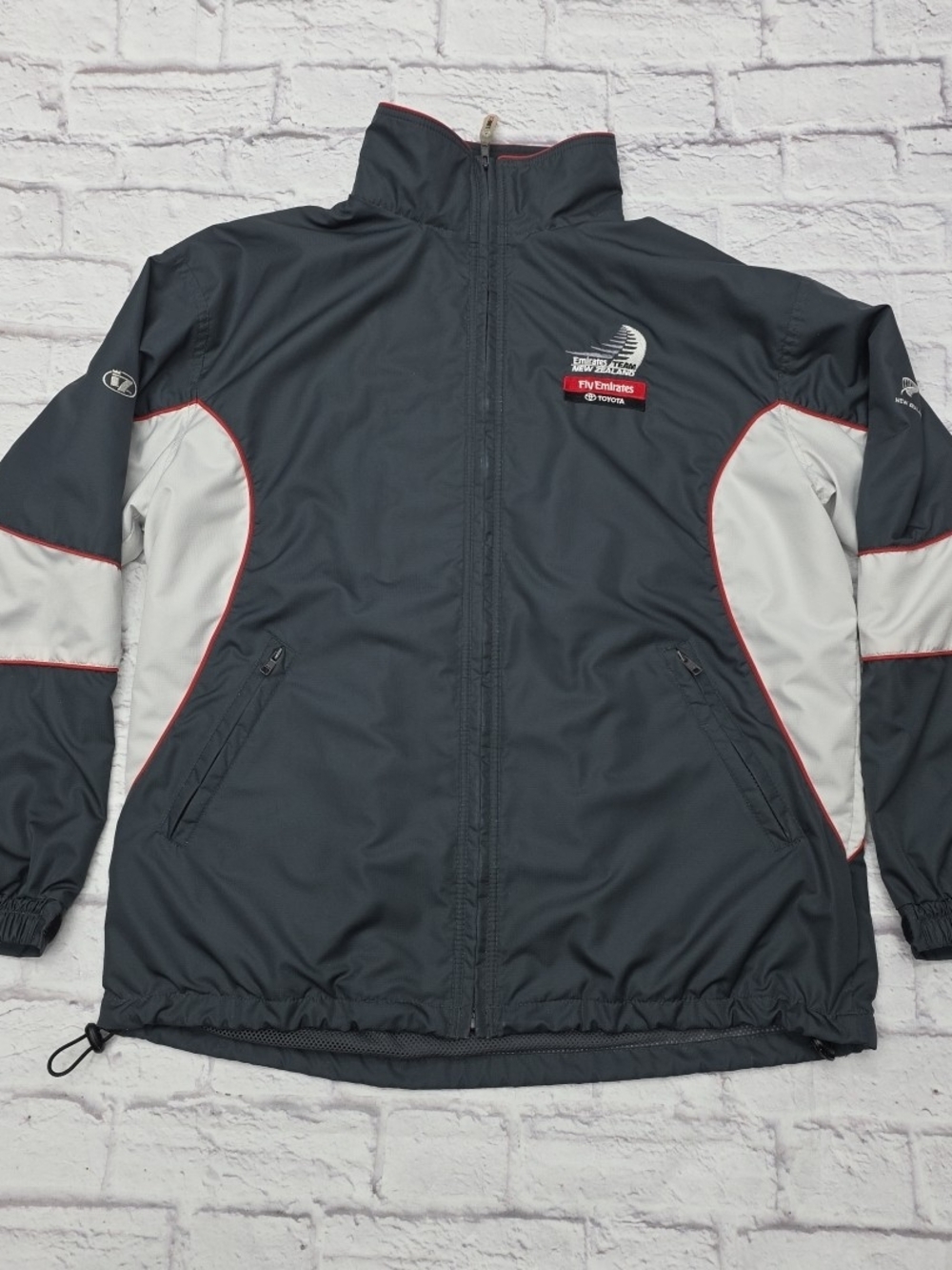 Fly Emirates Team New Zealand Jacket Sz Large Line 7 Full Zip Lined Windbreaker